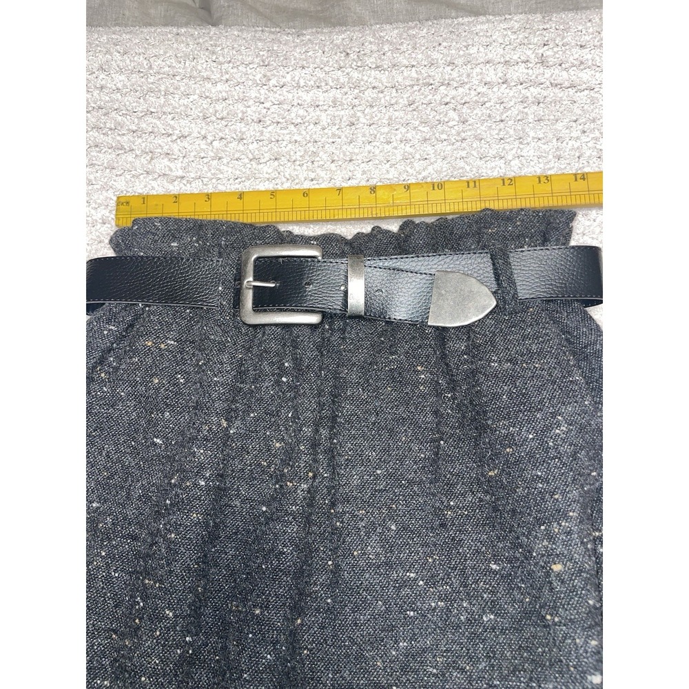 Vintage Karen Kane Long Skirt Wool Wrap Gray Stripe With Fringe And Belt Medium - Picture 6 of 9
